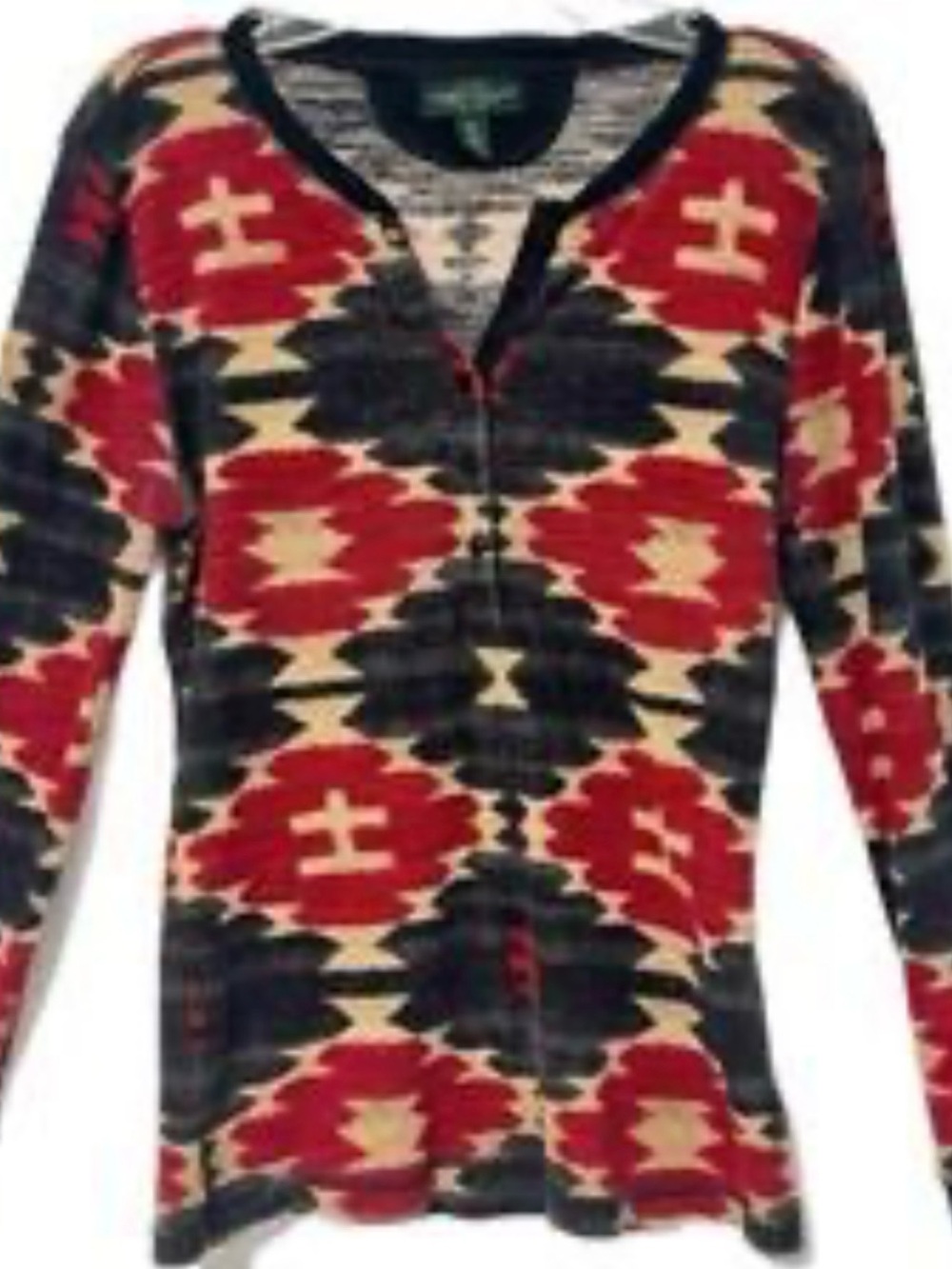 Ralph Lauren Red, Black & Cream Aztec Knit top